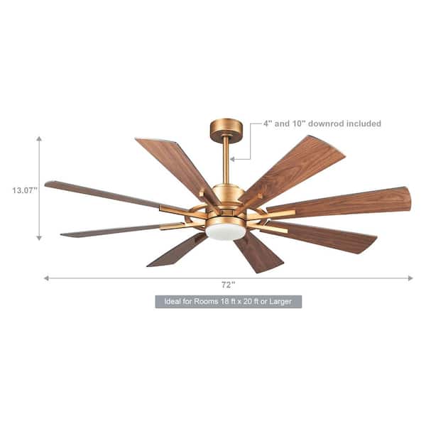 60 in. Windmill 8-Blade Integrated LED Gold Ceiling Fan with Light and Remote Control