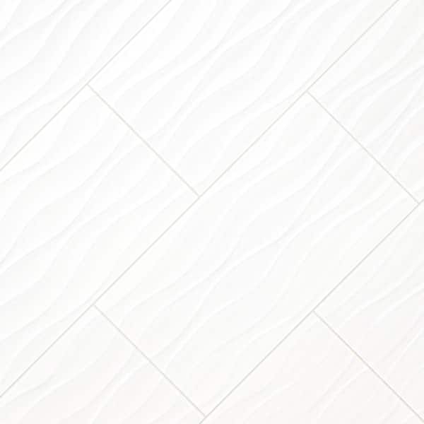 Wavy White 12 in. x 24 in. Glossy Ceramic Wall Tile (16 sq. ft./Case)