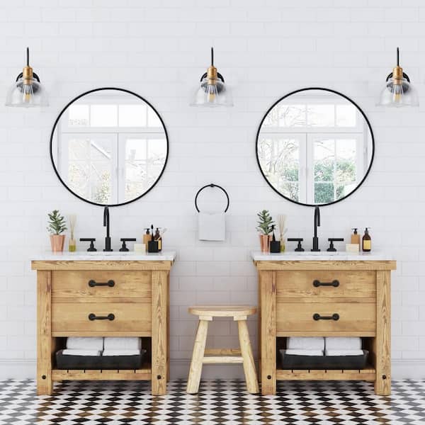 Industrial Gooseneck Black Wall Sconce Light with Clear Glass Shade 1-Light