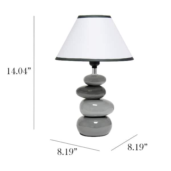 15 in. Shades of Gray Ceramic Stone Table Lamp with Shade