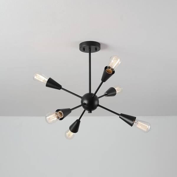 Emmanuelle 19.25 in. 6-Light Matte Black Semi-Flush Mount Ceiling Light