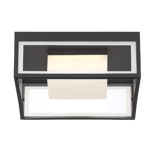 1-Light Black LED Outdoor Flush Mount Light