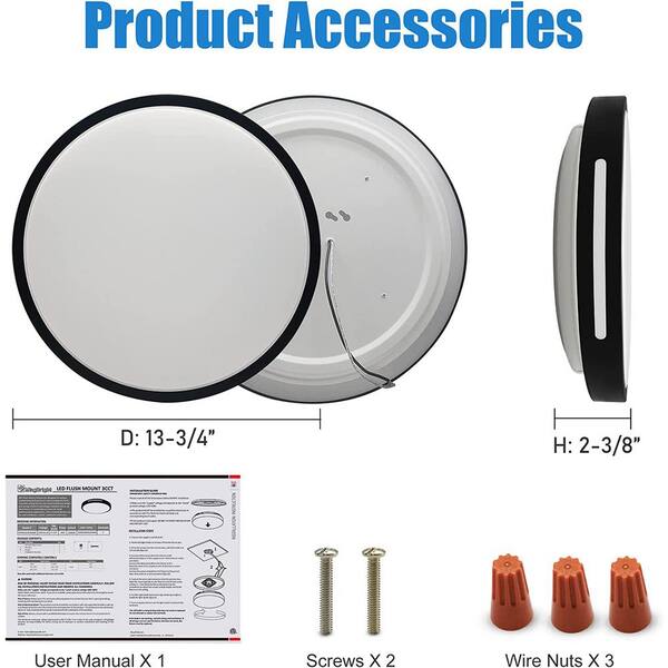 13 in. LED Flush Mount 3000K/4000K/5000K Convertible - 1500 Lumens Ceiling Light Fixture (2-Pack)