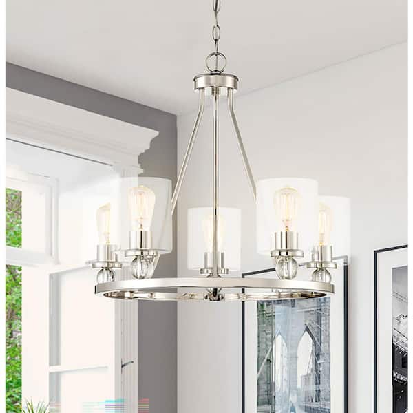 Studio 5 5-Light Polished Nickel Modern Chandelier for Dining Room