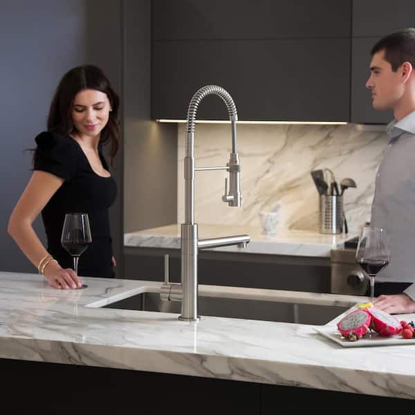 Artec Pro Single Handle Pull Down Sprayer Kitchen Faucet with Pot Filler in Brushed Gold