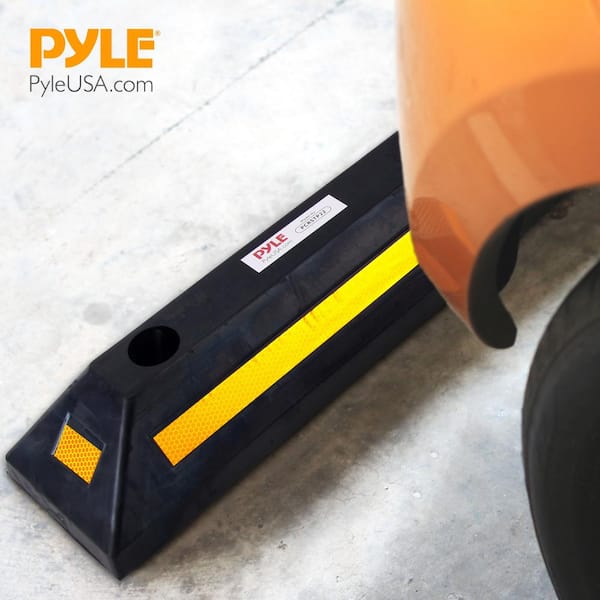 Vehicle Wheel Stops - Car and Truck Parking Curb Tire Stops, Heavy Duty Rubber Parking Tire Blocks (Pair)