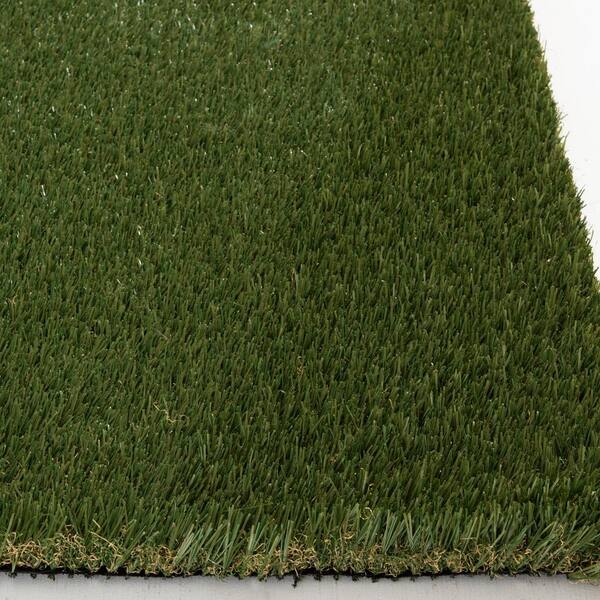 56 oz. 7.5 ft. x 9 ft. Field/Olive Green Artificial Grass Rug