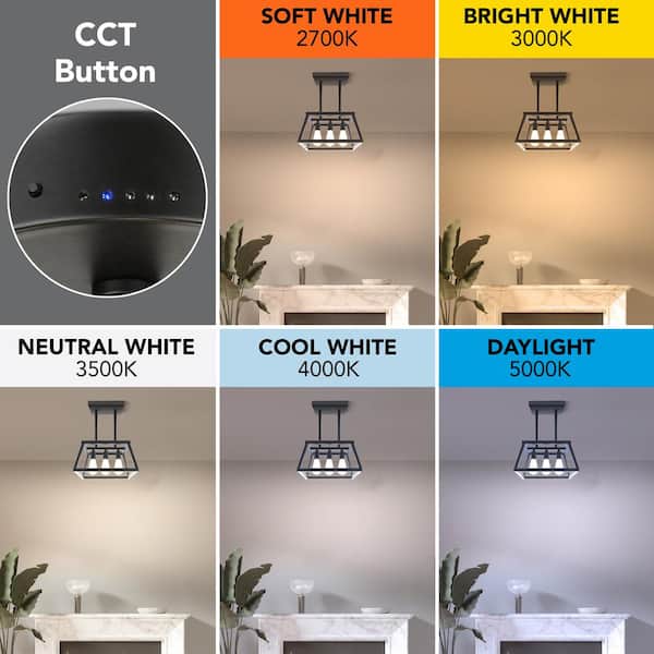 Katalyst 60-Watt 3-Light Matte Black Modern Adjustable CCT and 3-Light Modes Integrated LED Chandelier Light