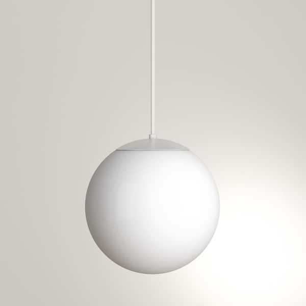 Leo Hanging Globe 10 in. W 1-Light White Pendant