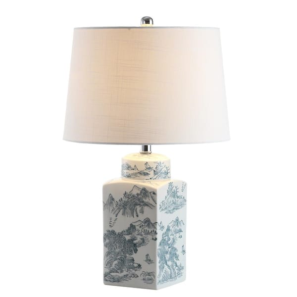 Audrey 24.5 in. Blue/White Chinoiserie LED Table Lamp