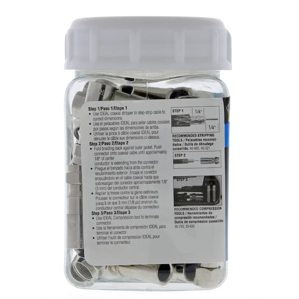 RG6/RG6 Quad Universal Coaxial Compression F-Connector (Pack of 50)