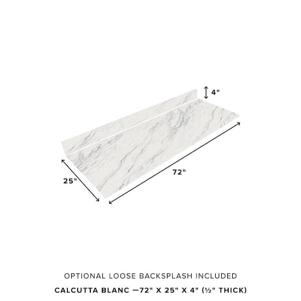 6 ft. L x 25 in. D Engineered Composite Countertop in Calcutta Blanc with Satin Finish