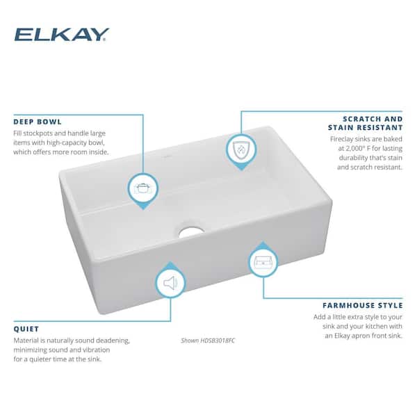 Burnham White Fireclay 30 in. Single Bowl Farmhouse Apron Kitchen Sink