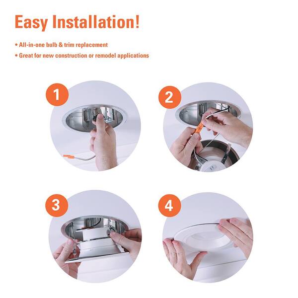 RL56 Series 5/6 in. Recessed LED retrofit module Selectable CCT and Lumens, Integrated LED Matte White
