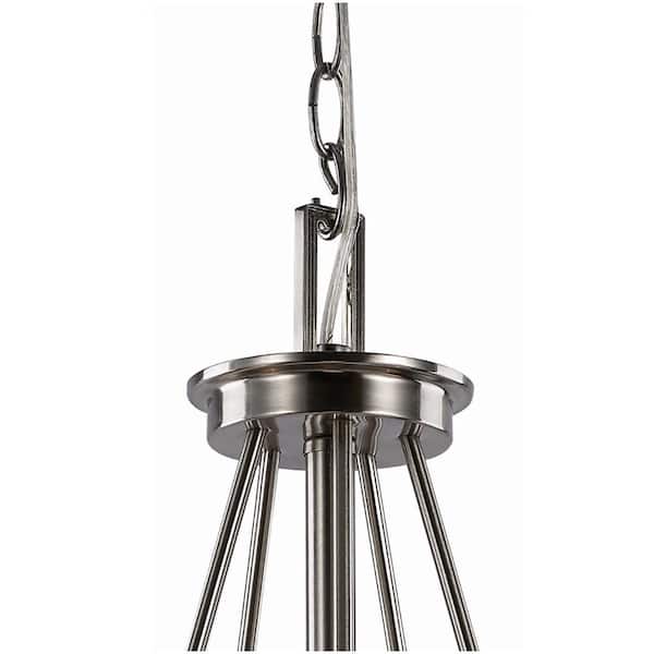 Mod Pod 9-Light Brushed Nickel Tiered Chandelier Light Fixture with Frosted Glass Cylinder Shades