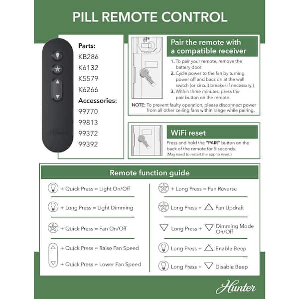 Universal 3 Speed Damp Rated Ceiling Fan Handheld Remote Control White