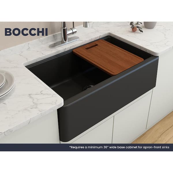 Arona Matte Black Granite Composite 33 in. Single Bowl Farmhouse Apron-Front Workstation Kitchen Sink w/Accessories