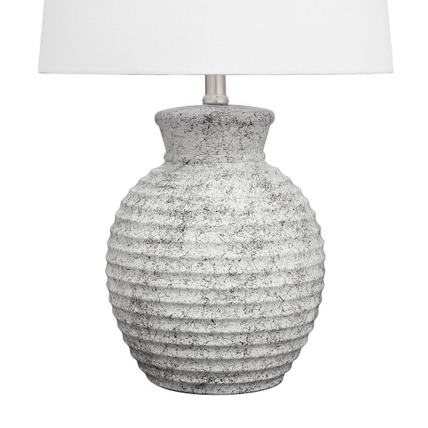 23 in. Light Gray Farmhouse and Rustic Ceramic Bedside Table Lamp