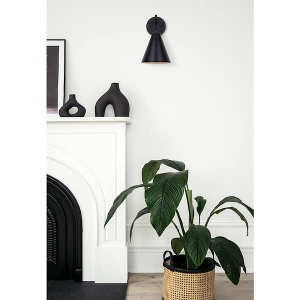 Arlo 12 in. 1-Light Matte Black Sconce with Metal Shade