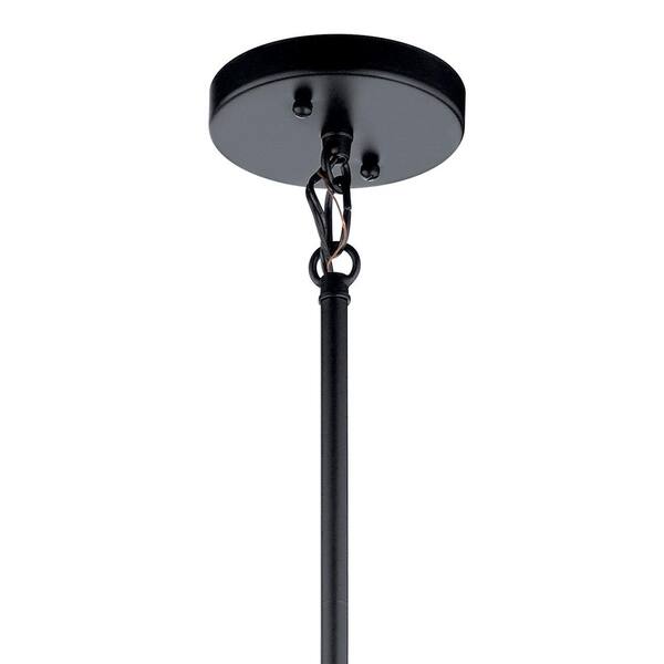 Birkleigh 1-Light Black Transitional Shaded Kitchen Pendant Hanging Light with Fabric Shade