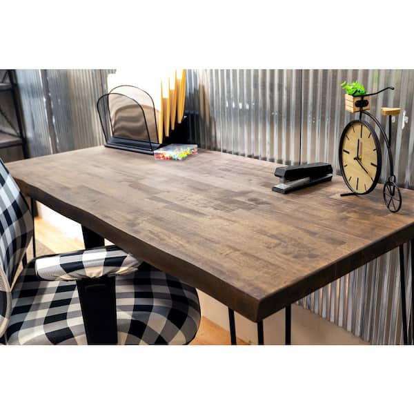 6 ft. L x 39 in. D Walnut Stained Hevea Butcher Block Countertop in With Live Edge