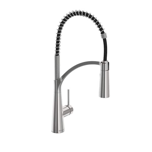 Brenner Commercial Style Single-Handle Pull-Down Sprayer Kitchen Faucet in Stainless Finish