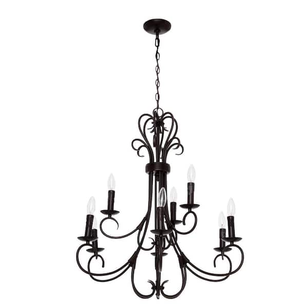 Homestead Collection 9-Light Rubbed Bronze 2-Tier Chandelier