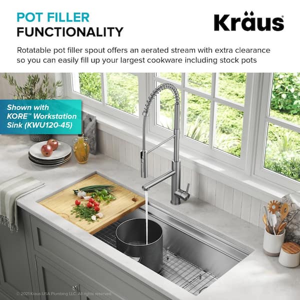 Artec Pro Pull-Down Single Handle Kitchen Faucet with Pot Filler in Spot Free Stainless Steel