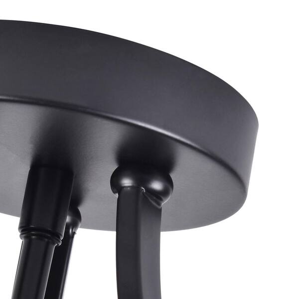 Modern 12.6 in. 3-Light Crystal Semi-Flush Mount Matte Black Close to Ceiling Light Fixtures