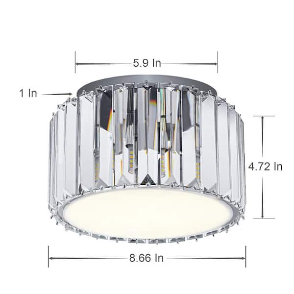 9 in. 4-Light Crystal Semi Flush Mount Chandelier