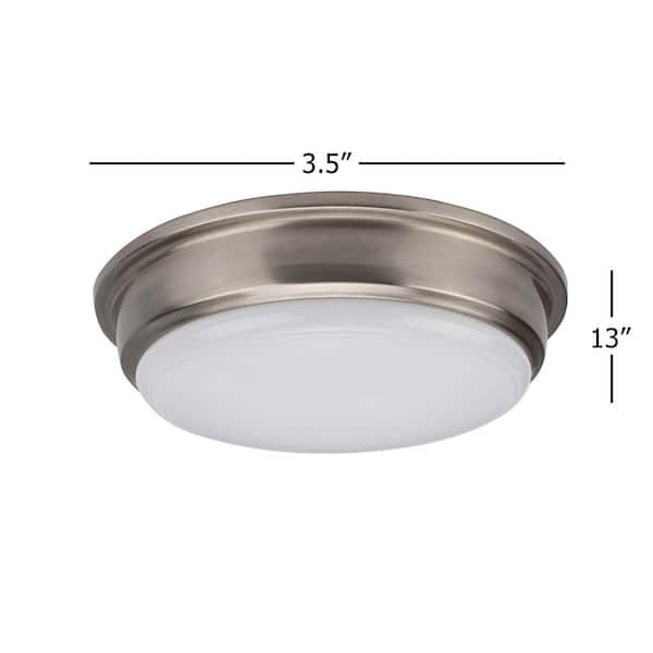 13 in. 1-Light Brushed Nickel LED Flush Mount