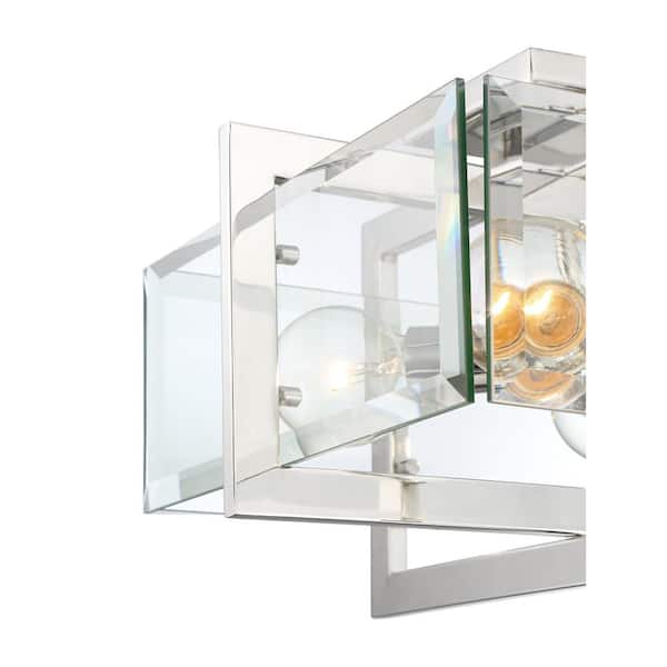 Ethan 16.5 in. 4-Light Polished Nickel Semi Flush Mount Ceiling Light with Clear Beveled Glass Shade