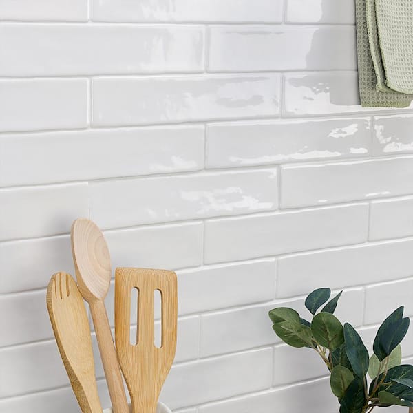 Newport White 2 in. x 10 in. Polished Ceramic Subway Wall Tile (5.70 sq. ft. / Case)
