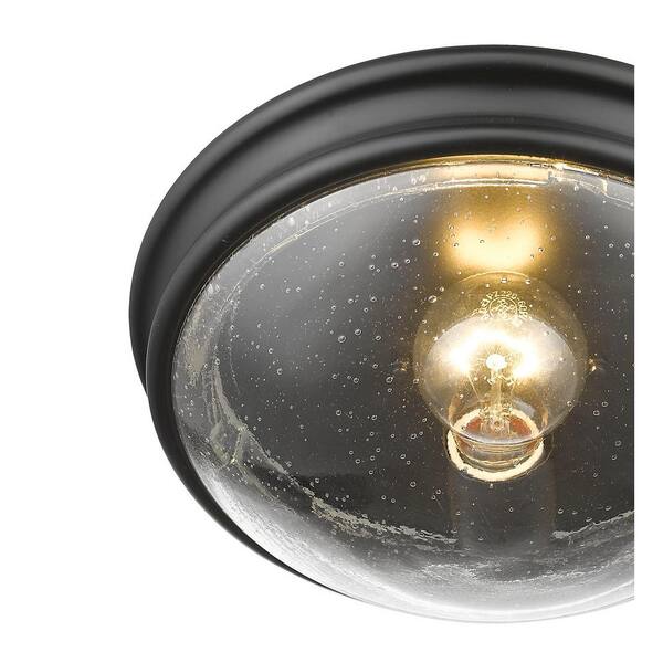 1-Light 12 in. Matte Black Flushmount