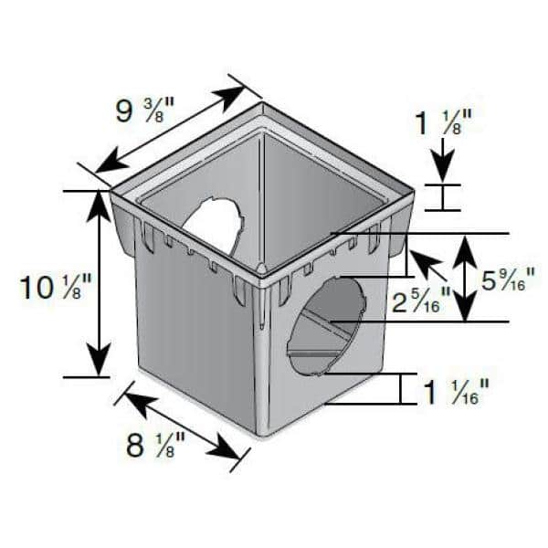 9 in. x 9 in. Plastic Square Drainage Catch Basin in Black, 2 Opening Kit