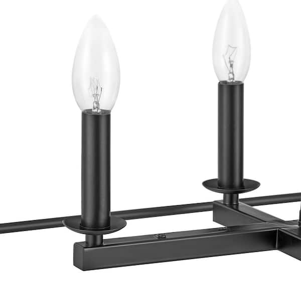 40 in. 8-Light Black Caged Kitchen Island Pendant Chandelier