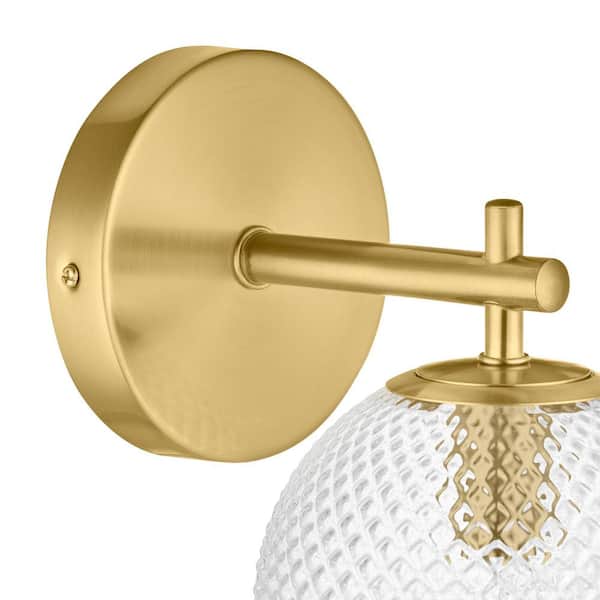 Walsh 1-Light Brass Wall Sconce Light with Prismatic Glass Shade