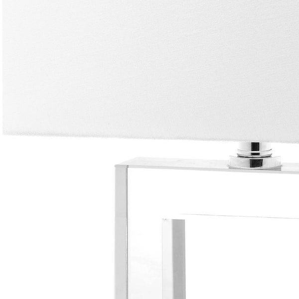 Town 20.5 in. Clear Square Crystal Column Table Lamp with White Shade