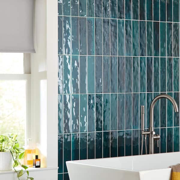LuxeCraft Arteko Deep Teal 3 in. x 12 in. Glazed Wall Ceramic Tile (12 sq. ft./case)