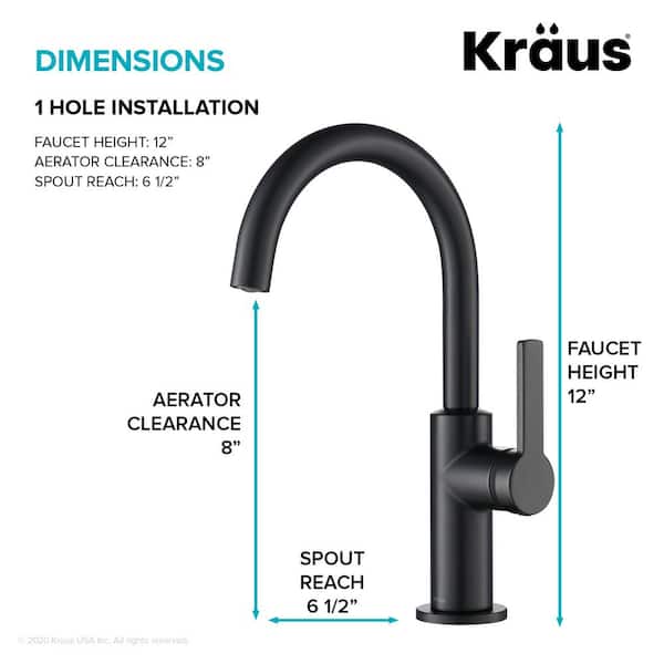 Oletto Single-Handle Kitchen Bar Faucet in Matte Black