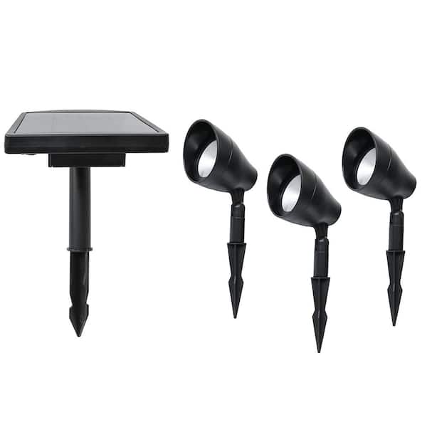 Solar 50 Lumens Black Integrated LED Spotlight with Remote Panel (3-Pack); Weather/Water/Rust Resistant