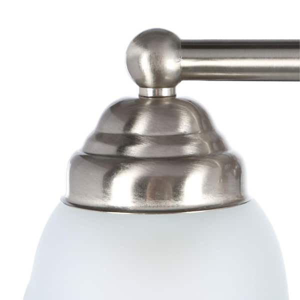 Ashhurst 3-Light Brushed Nickel Classic Traditional Bathroom Vanity Light with Frosted Glass Shades