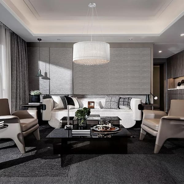 Pamina 22 in. 5-Light Chrome Glam Drum Shade Chandelier