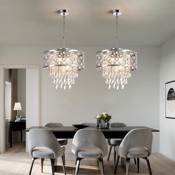 Indianapolis 5-Light Chrome Lantern Drum Chandelier with Crystal Accents