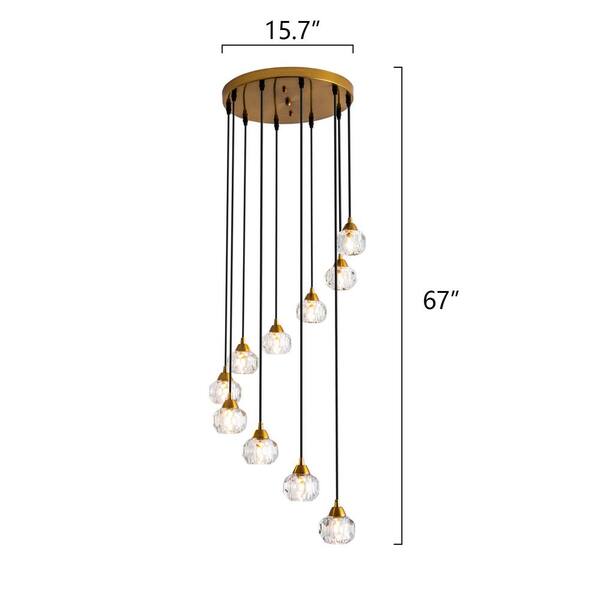10-Light Gold Albany Unique Tiered Chandelier with Crystal Accents