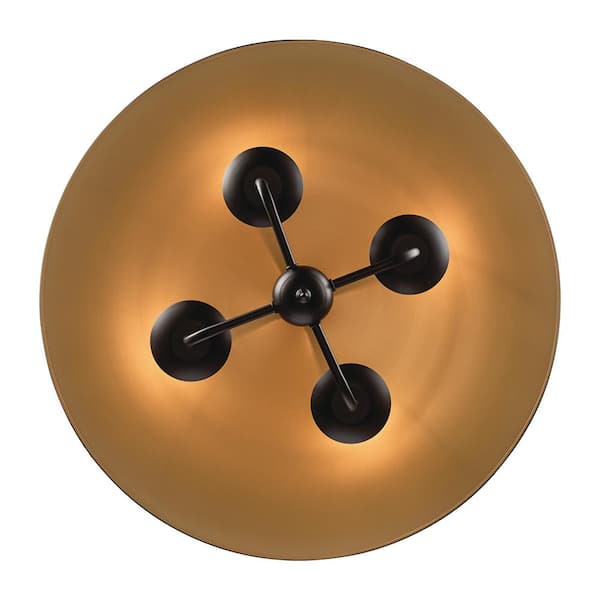 4-Light Black and Gold Chandelier Light Fixture with Metal Shade