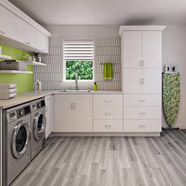 Fairhope Glacier White Slab Assembled Wall Kitchen Cabinet (36 in. W x 35 in. H x 14 in. D)