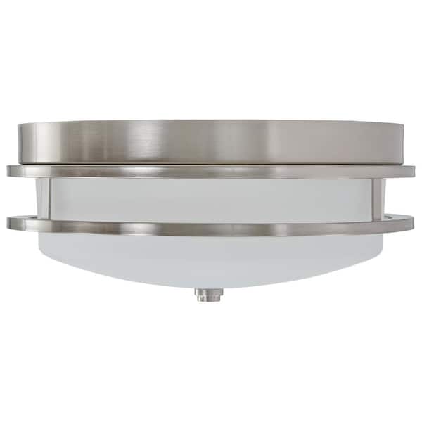 13.75 in. 1-Light Brushed Nickel LED Flush Mount
