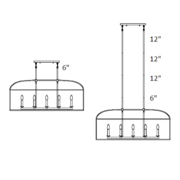 40 in. 8-Light Black Caged Kitchen Island Pendant Chandelier