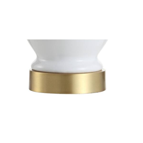 Perry 20 in. White/Brass Gold Ceramic/Metal LED Table Lamp